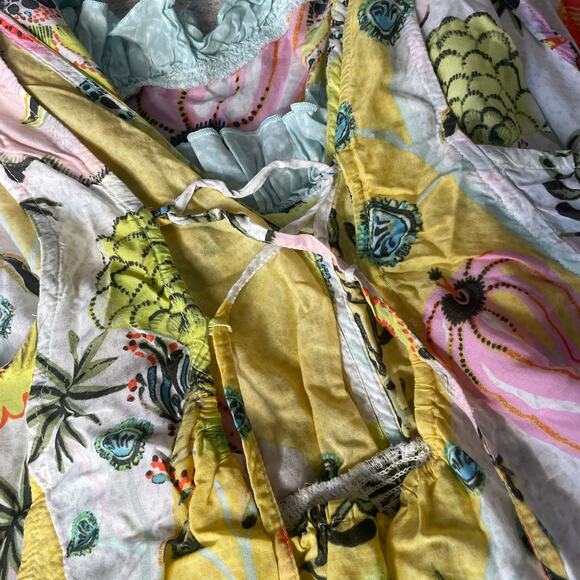 BY ANTHROPOLOGIE Medium Midi Dress Tiered Yellow Modal Ruffle Tie - Picture 6 of 9